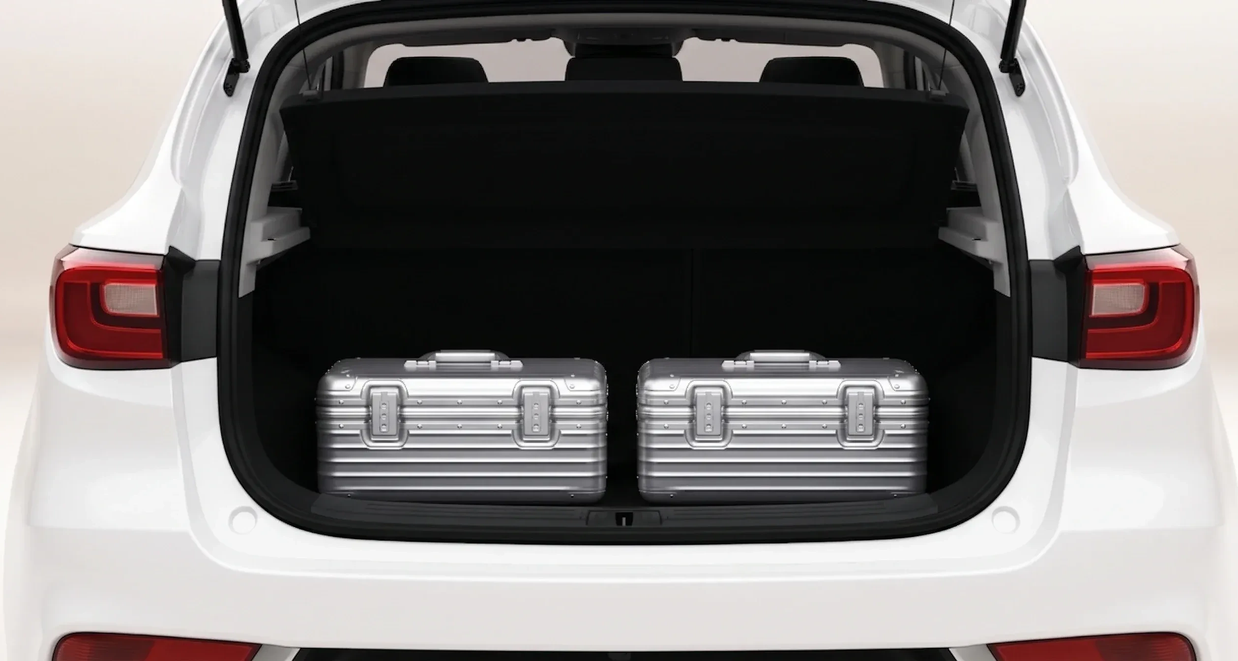 Trunk with two carry-on bags side by side
